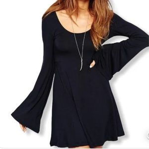 ASOS Black Bell Sleeve Skater Dress